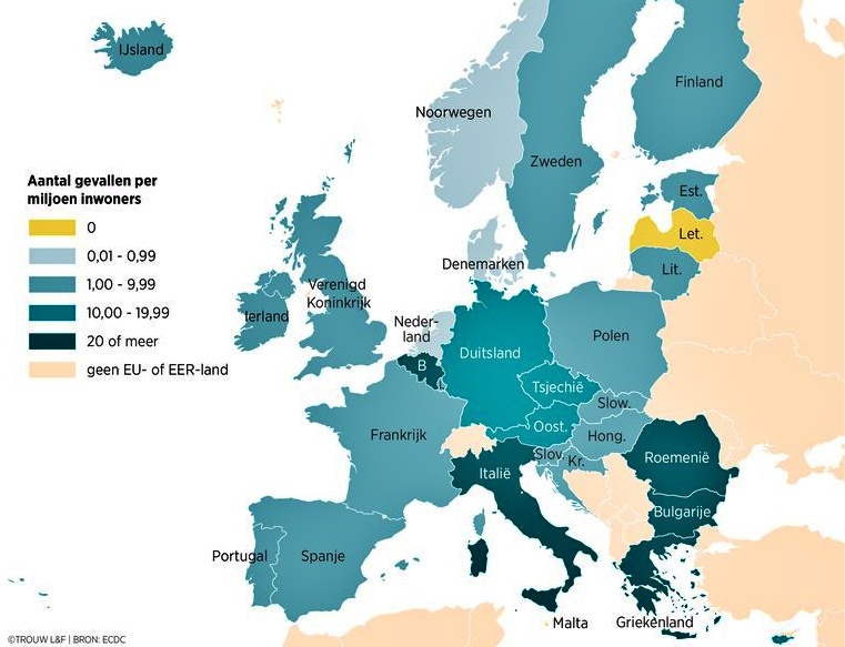 Mazelen in Europa